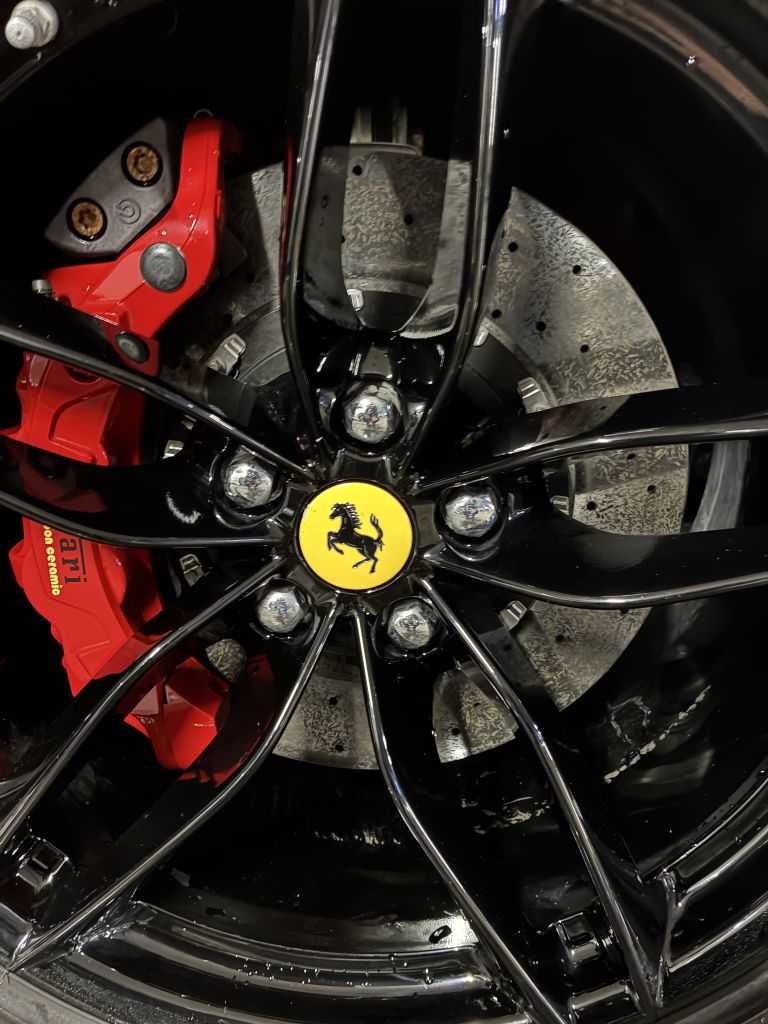 Detailed rims cleaning on a Ferrari at Globowax Malta